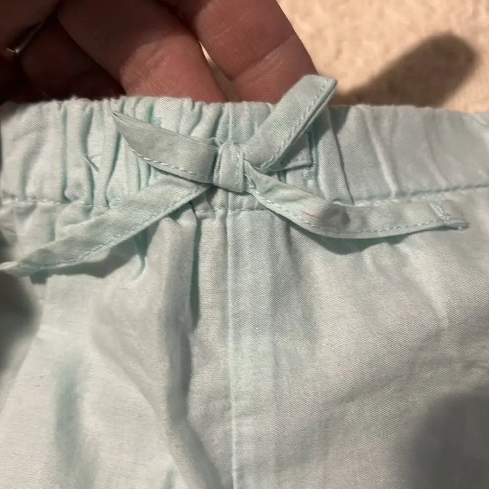 ralph Lauren 5 save green elastic waste shorts fully lined eyelet hemline euc